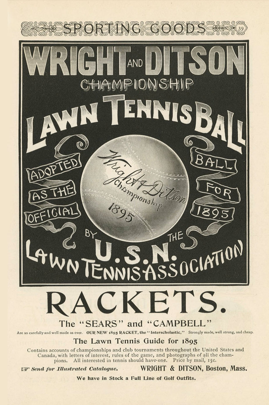 Wright and Ditson rackets vintage ad