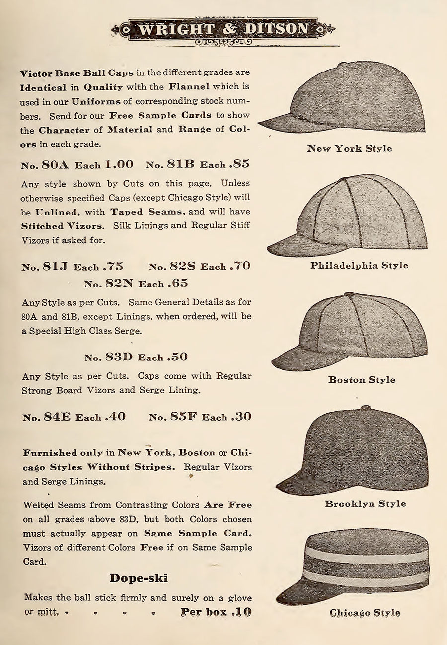 vintage Wright and Ditson baseball hats style guide