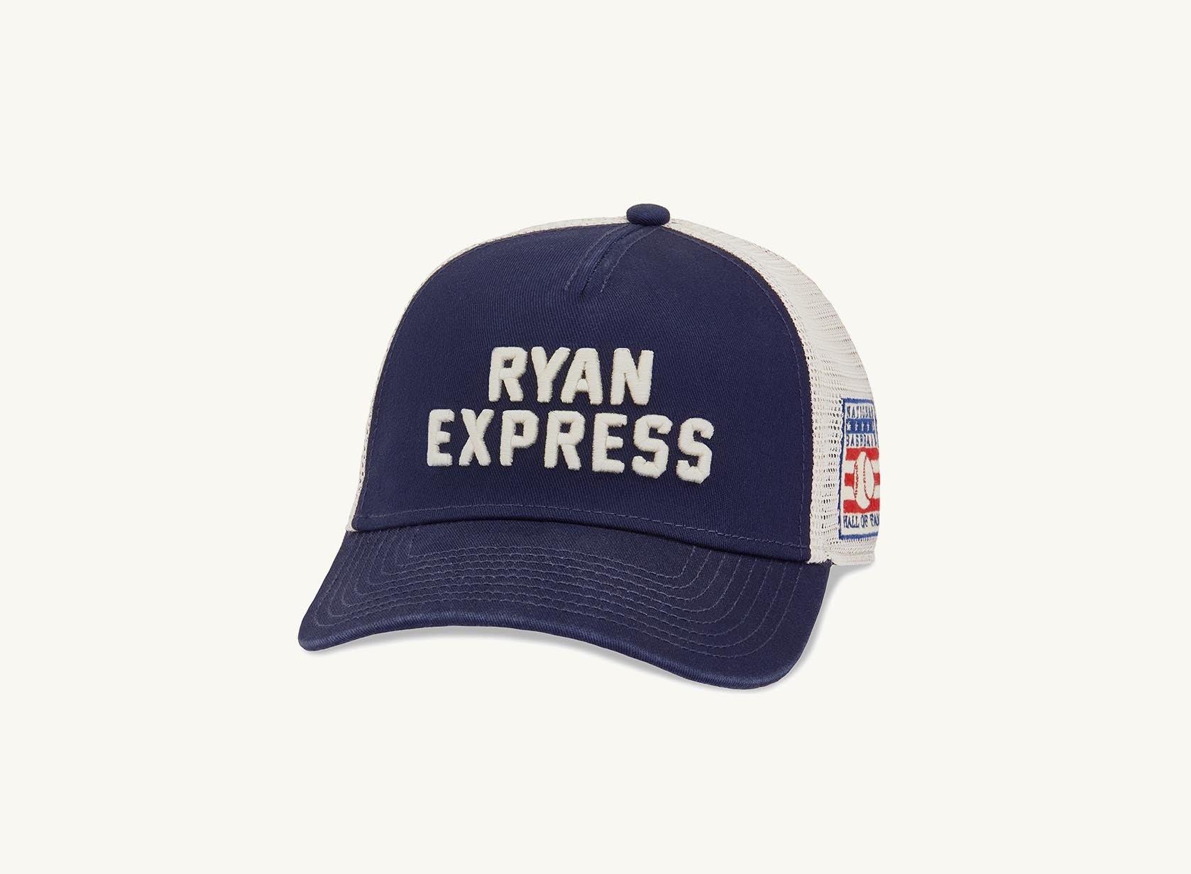 navy blue and beige ryan express hat