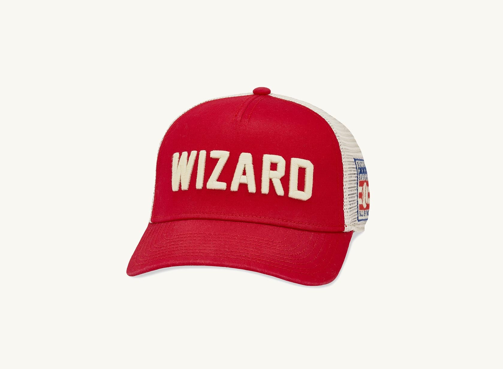 red and beige wizzard hat